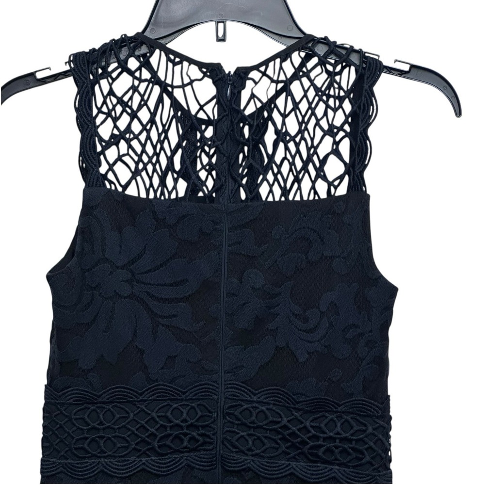 Antonio Melani Women's Size 0 Navy Blue Dress Midi Lace Sleeveless Lined Crochet - Picture 6 of 9